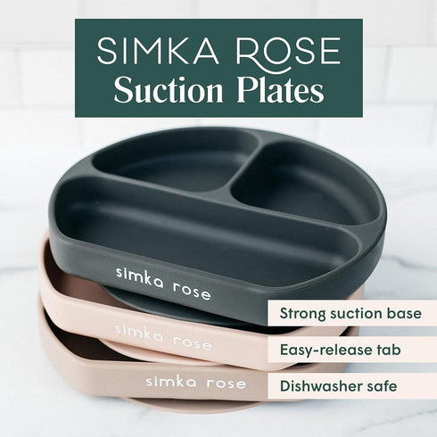 (Pack 1) Simka Rose Baby Suction Plates for Baby & Toddler Plates Silicone Plate Baby Baby Dishes- BPA Free Silicone