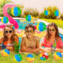 Hungdao Mini Beach Ball Decoration, Rainbow Inflatable Pool Ball with Hanging Rope and Hooks for Summer Party Ornament