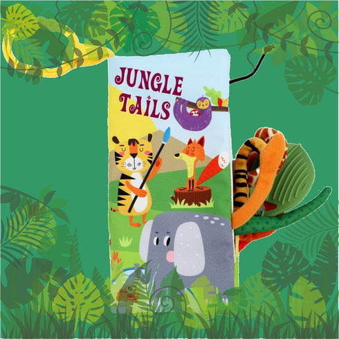 Baby Books 0-6 Months Touch Feel Crinkle Books, Sensory Teething Book for Newborns, Baby Gifts (Jungle Tails)