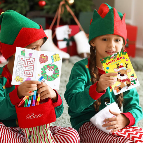 24 24 BenLouis Christmas Mini Coloring Books Kids with Stacking Crayons Xmas Theme Party Favors Activity Books Bulk
