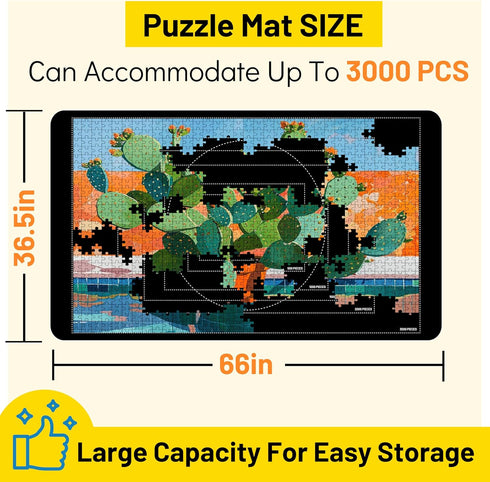 53 35 3000 6 Pohxev Jigsaw Puzzle Mat Roll Up, Saver Pad x Non-Slip Rubber Bottom & Smooth Top Portable Keeper Up