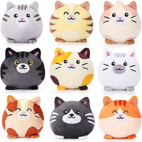 9 Pcs Mini Stuffed Keychains - 3.15 Inch Small Plush Bulk Ornaments for Kids Birthday Party Favors and Gifts