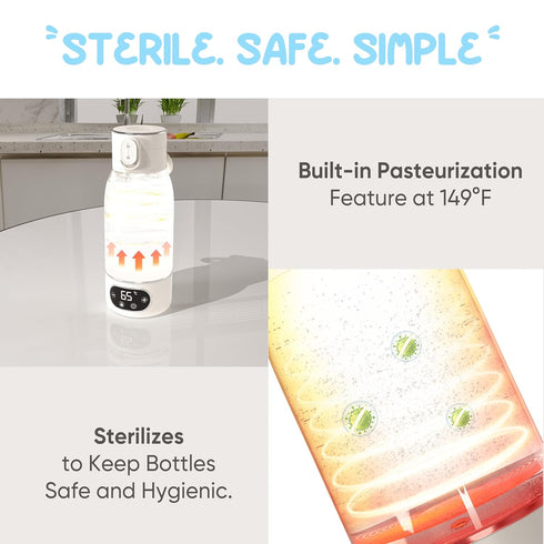 Little Love Co. 17 oz Portable Baby Bottle Warmer for Travel - Big Capacity - Milk & Water Warmer, Ideal for Breastmilk