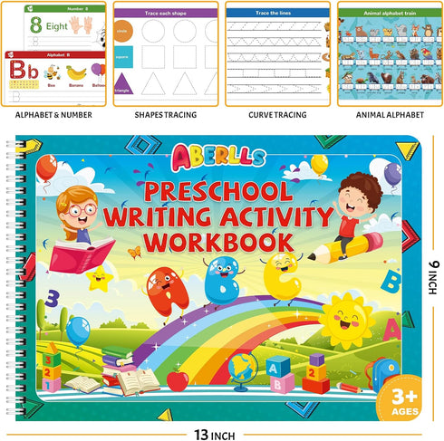 3 4 5 Handwriting Practice Book for Kids, Toddler Preschool Learning Activity for Year Old, Kindergarten Educational