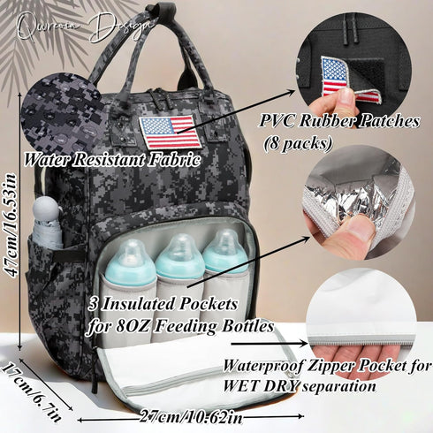 Backpack Backpack MOMMY Camo Diaper Bag for Dad and Mom with USB Charging Port Stroller Straps and Insulated