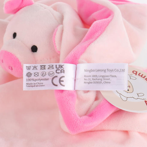 Apricot Lamb Stuffed Animals Security Blanket, Pink Pig Infant Nursery Character Blanket, 14 Inches