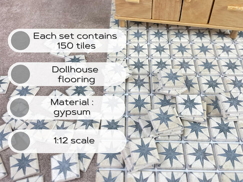 150 Pcs Dollhouse Flooring, 1:12 Scale Miniature Checkerboard Floor Tiles