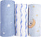 hahaland Muslin Swaddle Blankets Bamboo - 3-Pack, 1 Large (47" x 47")
