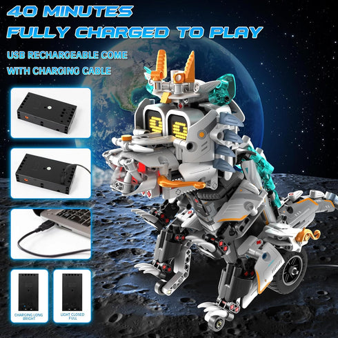 QHECTTY 6-14, 3in1 646 Set STEM Building Toys for Kids Remote & APP Controlled STEM Dinosaur Motorcycle Robot Building