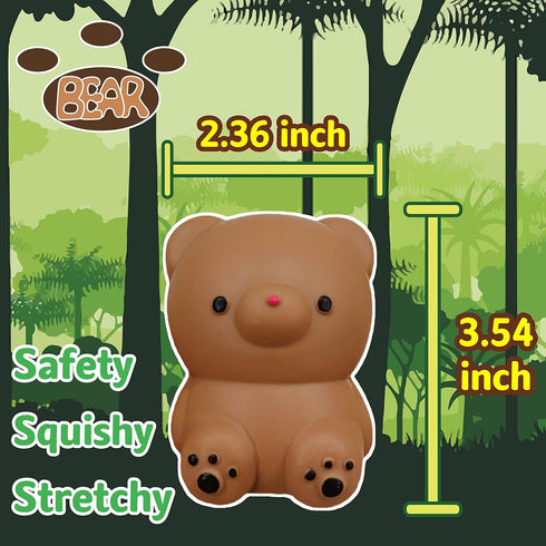 Kawaite Gummy (1 Pack) Brown Bear Stress Relief Dough Ball - Animal Squishy Squeeze Ball Fidget Toy - Stretchy Stress