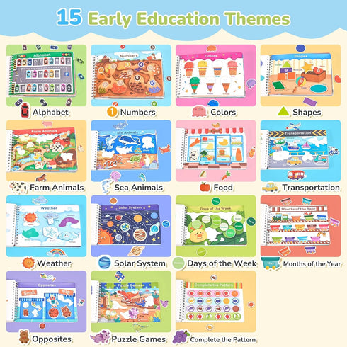 Preschool Busy Book for Toddlers 3-5 - Montessori Learning Activities, Educational Sensory Toys, Autism Learning