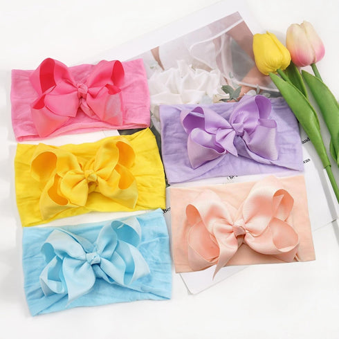 Yxiang 20PCS Baby Girl Bows Headbands, 4" Super Elastic Nylon Hairbands, Cute Handmade Ribbon Bows for Babies
