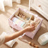 Shinylin Diaper Caddy Organizer with Pink Bow Portable Nursery Storage Basket with Handles and Removable Dividers Cute