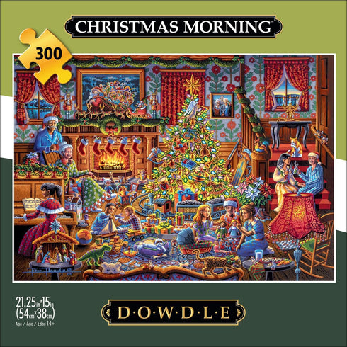 Buffalo Games - Dowdle - Christmas Morning - 300 Piece Jigsaw Puzzle for Adults 14 and up Challenging Puzzle Perfect for Game Nights - Finished Puzzle Size is 21.25 x 15.00