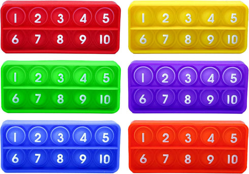 Ten Frame Pop Math Manipulatives - Set of 6 Silicone Fidget Toys for Kids 3-5, Educational Counting Toys