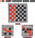 Giant Checkers Board Game Set - 3 in 1 Jumbo Tic Tac Toe Game for Kids & Adults, Indoor Outdoor Fun