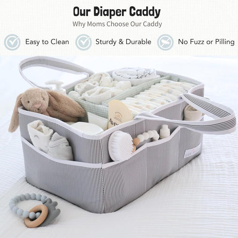 Lily Miles Baby Diaper Caddy - Large Organizer Tote Bag for Baby Essentials, Nursery Must Haves