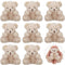 Threan 8 Pcs Mini Plush Bears, 4'' Small Stuffed Animal Toys for Keychain Baby Shower Party Favors, Apricot