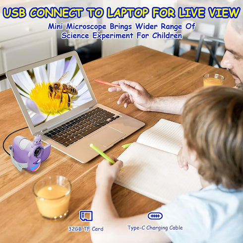 Pozifu 1000X Magnification,2'' Screen,1080P 3-12 Microscope for Kids,Handheld Kids Microscope HD Camera,Built