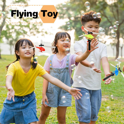 12 Pack Flying Toy Hand Helicopter - Plastic Flying Planes for Kids Outdoor Party Favors, Birthday Gift, Random Color