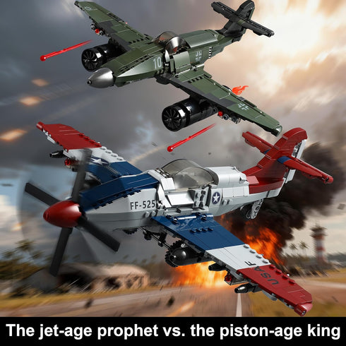 Mr.River WW2 Sets 262 P-51D Military Airplane Toy Building Compatible with Lego, Me Fighter Jet & Plane Army Model Kits