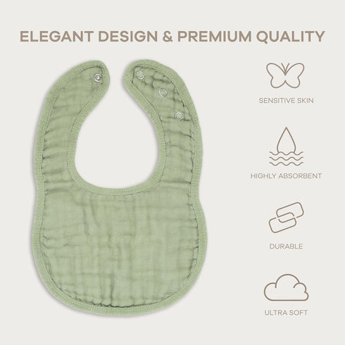 Pack 8 Set Comfy Cubs Muslin Bibs for Babies, of - Soft and Highly Absorbent, Feeding, Drool and Teething Bib