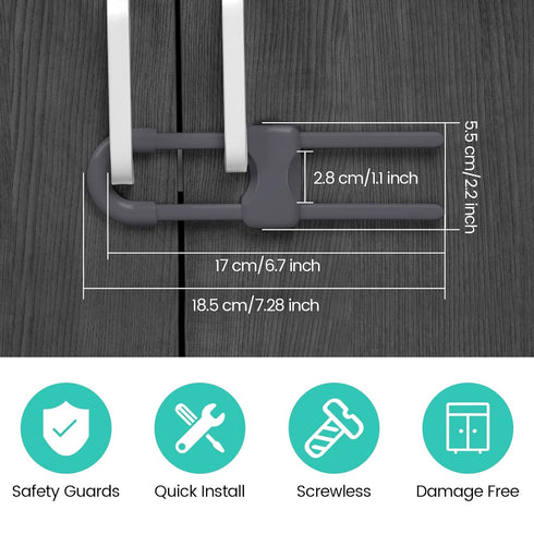Jetec 10 Pieces Cabinet Locks for Babies, Adjustable U-Shaped Childproof Latch for Knob Handle on Kitchen Door