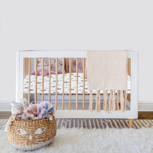 AMROSE 2 Pack 28'' 52'' Microfleece Crib Sheets, X Flannel Fleece Crib Fitted Sheets for Crib and Toddler Mattress Pad