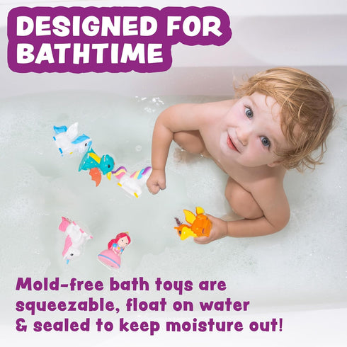 6 Pack Tub Works Fantasy Watertight Bath Toys, | Sealed, No Hole Bath Toys Design Keeps Moisture Out | Soft, Squeezable