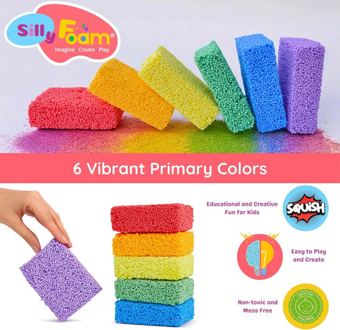 2-Pack 6 3+) Silly Foam, Creative Modeling Foam Beads, of Primary Colors, Easy Clean Up, Perfect for Preschool