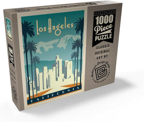 MyPuzzle Los Angeles Skyline, Vintage Poster - Premium 1000 Piece Jigsaw Puzzle for Adults