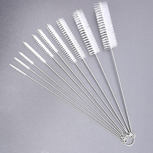 Food-Grade Nylon Straw Brush Set - 10 Sizes (1/16" to 1") -