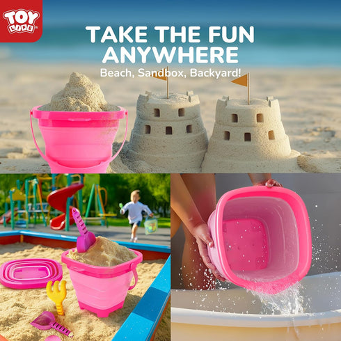 23 4-8 Summer TOY Life Pcs Unicorn Beach Toys for Kids Ages Collapsible Sand Toys with Silicone Bucket Shovels & Sand
