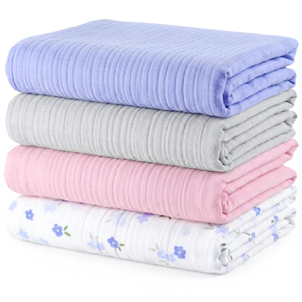 Muslin Swaddle Blankets for Newborns, 4 Pack Multipurpose 100% Organic Cotton, Ultra