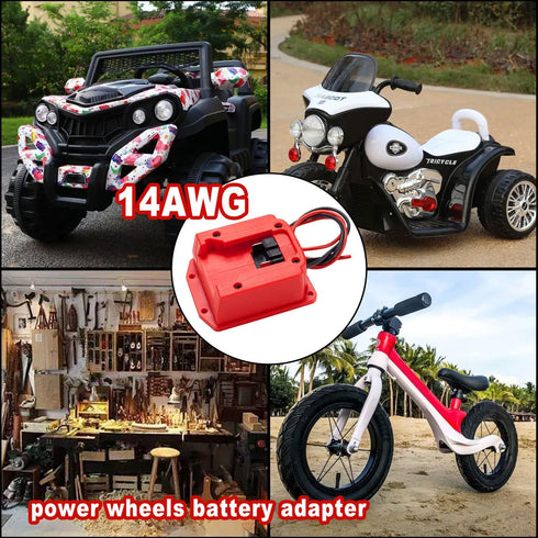 Power Wheel Adapter for Milwaukee 18V M18 battery connector with 14 gauge robotics,Good Power Convertor for DIY Ride On Truck, Robotics, RC Toys