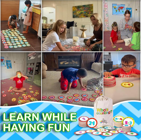 Active Learning Who’s Counting Game - 81 Oversized Number Cards for Addition Subtraction, Multiuse Games for Ages 3-5+