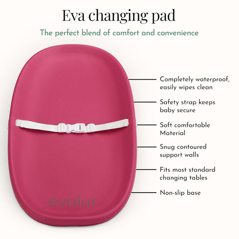 Evolur Eva Baby Changing Pad, Soft, Lightweight and Portable Changing Pad, Fits All Changing Table, Waterproof Firm