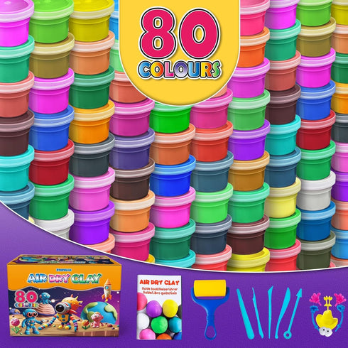 80 3-12 ESSENSON Air Dry Clay - Colors Modeling Magic Clay, Best Gift for Boys & Girls Age Year Old, DIY Molding Kids