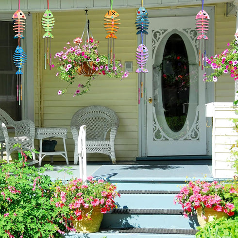 30 Pack Fennoral Wind Chime Kit Make Your Own Fish Wind Chime Wooden Arts and Crafts for Girls Boys Ornaments DIY