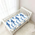 Mazeann 52" 28" 9" Ocean Whale Sharks White Crib Sheets Soft Breathable Fitted Cotton Baby Crib Sheets Mattress Cover