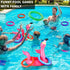 Camlinbo 15 Pcs Inflatable Flamingo Pool Toys, Ring Toss Pool Game, Hawaiian Beach Toys for Kids Adults