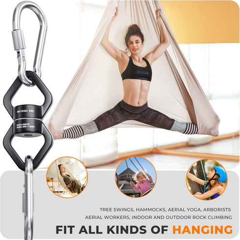 YARKOR Swing Swivel Safety Rotational Device, 30KN 360° for Web Tree Swing, Rock Climbing, Hammock, Aerial Dance