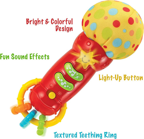 Baby Microphone Toy - My First Kids Microphone with Sounds and Teethers/Rattle for Toddlers 3-36 Months