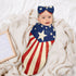 Set American Flag Swaddle Blankets Newborn Receiving Blanket Baby Swaddle Wrap with Headband Hat for Baby Girls Boys