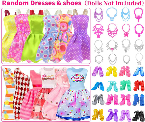 Ecore Fun 39 Pcs Doll Clothes and Accessories, 3 Fashion Dresses, 10 Slip Dresses, 3 Tops, 3 Pants for 11.5 inch Dolls