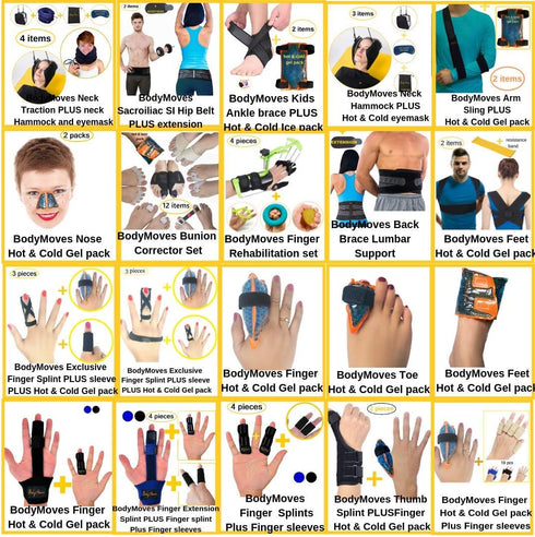 BodyMoves 10 Finger Brace Splint Sleeve - Thumb Support Protector Cushion, Elastic Breathable Stabilizers