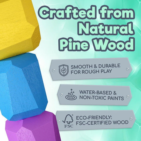 Wooden Stacking Blocks, Montessori Toys for Toddlers 1-6 Years, Building Games for Kids
