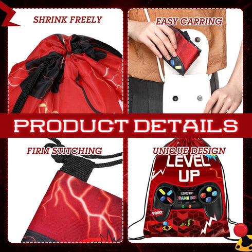 Eccliy 20 Pcs Video Game Party Drawstring Bags - 12 x 10 Inch Gaming Gift Bag Birthday Supplies for Boys