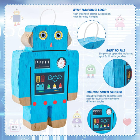 Robot Piatas for Birthday Party Robot Party Piata with Stick, Blindfold, Confetti for Adults Birthday Baby Shower Party
