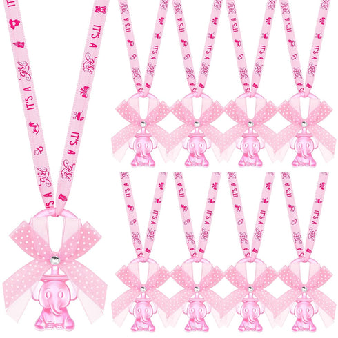 Tondiamo 60 Pcs Baby Shower Pacifiers Elephant Necklace Acrylic Baby Shower Party Favors